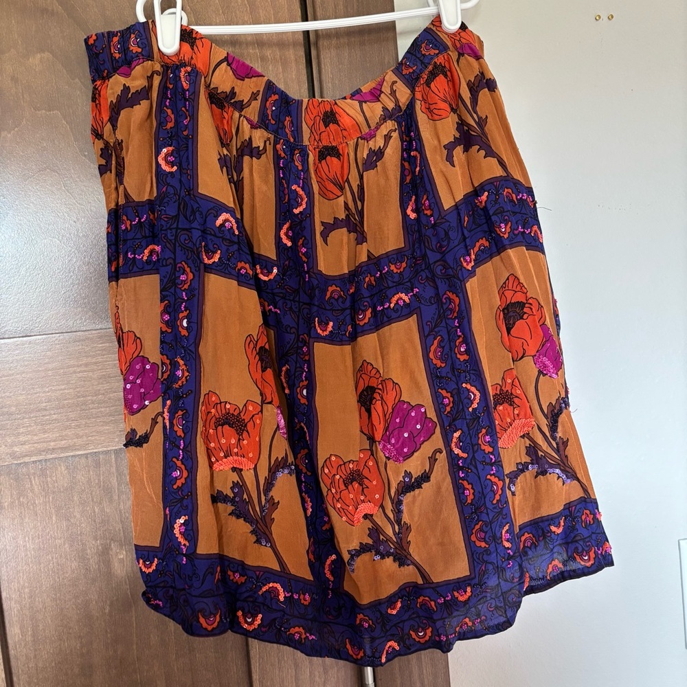 Anthropologie Maeve Beaded Persicum Floral Skirt Size M - Picture 7 of 13